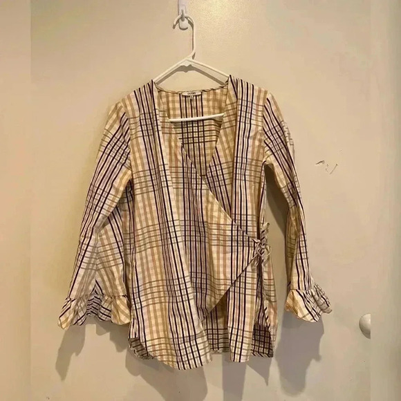 Ganni Wrap Cotton Blouse - Picture 1 of 6